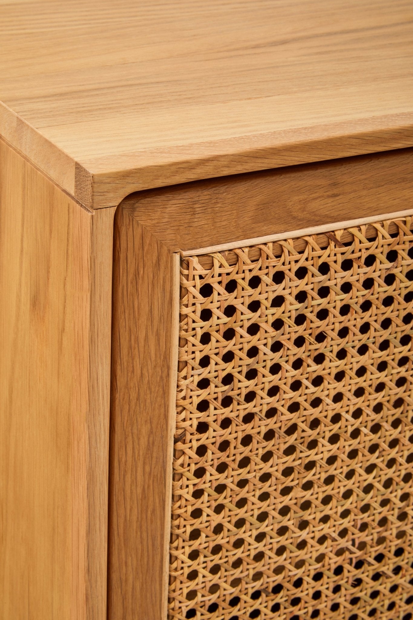 Janica 4 Door Natural Rattan And Oak Sideboard - Skandi London