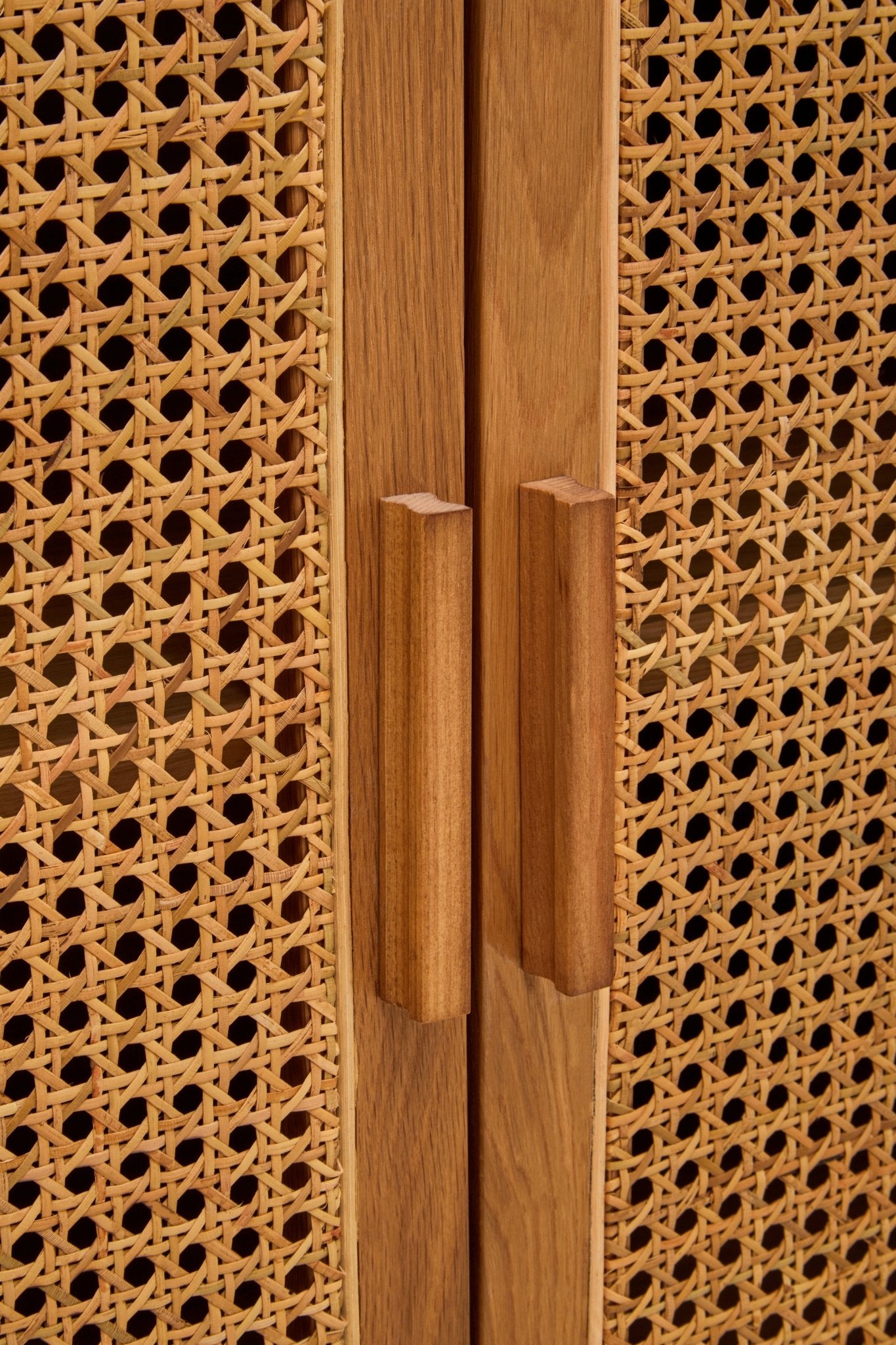 Janica 4 Door Natural Rattan And Oak Sideboard - Skandi London