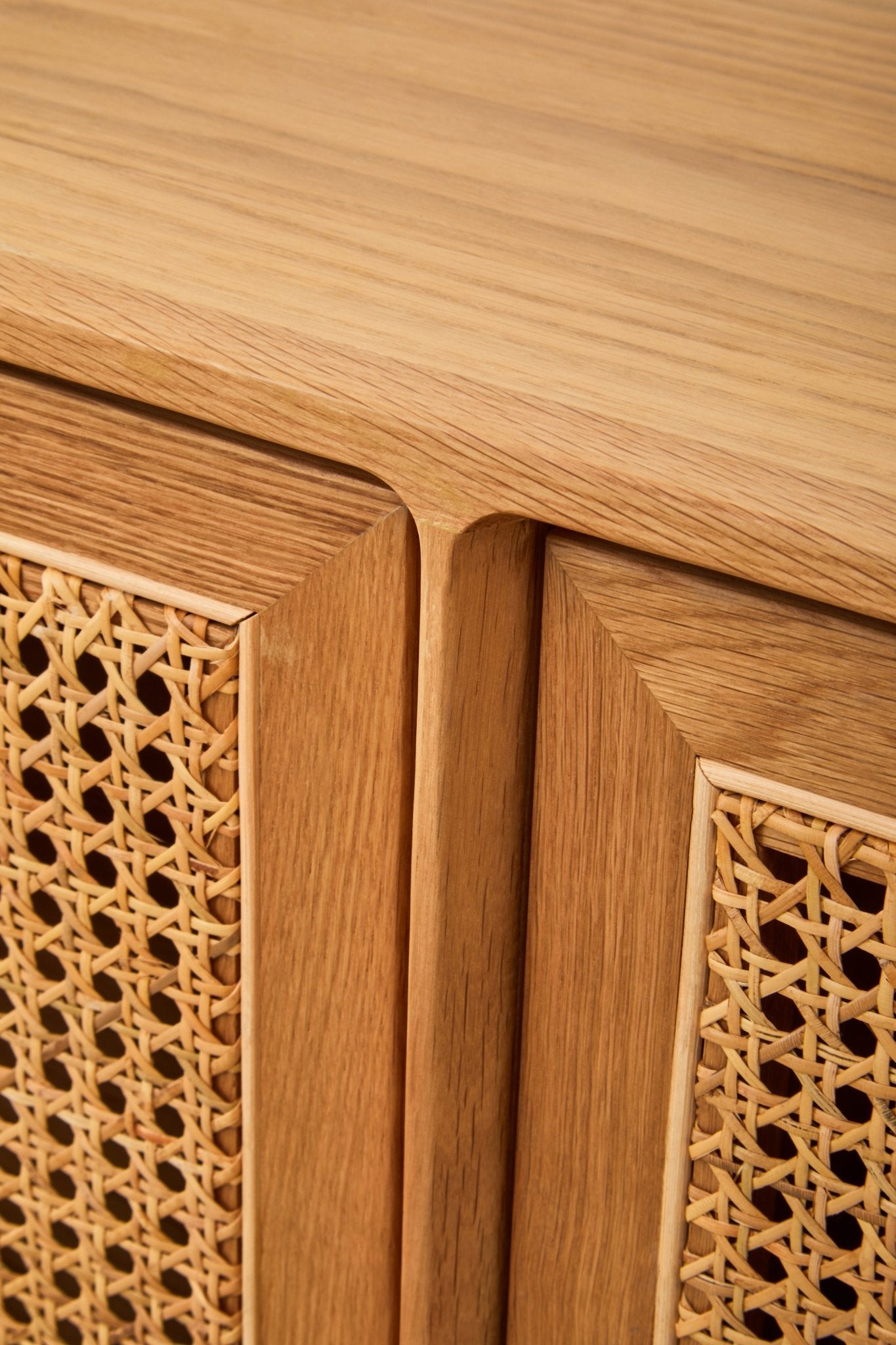 Janica 4 Door Natural Rattan And Oak Sideboard - Skandi London