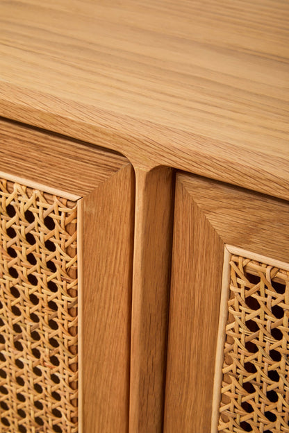 Janica 4 Door Natural Rattan And Oak Sideboard - Skandi London