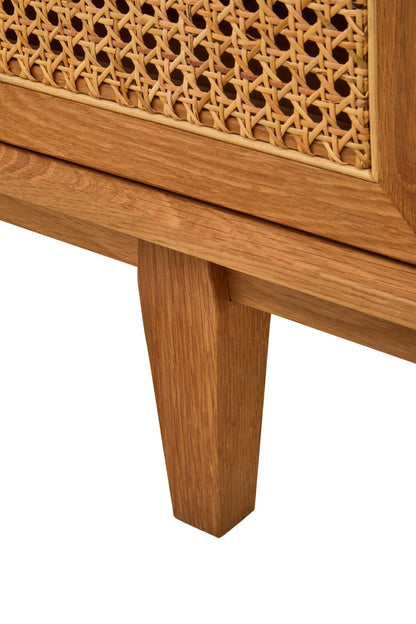 Janica 4 Door Natural Rattan And Oak Sideboard - Skandi London
