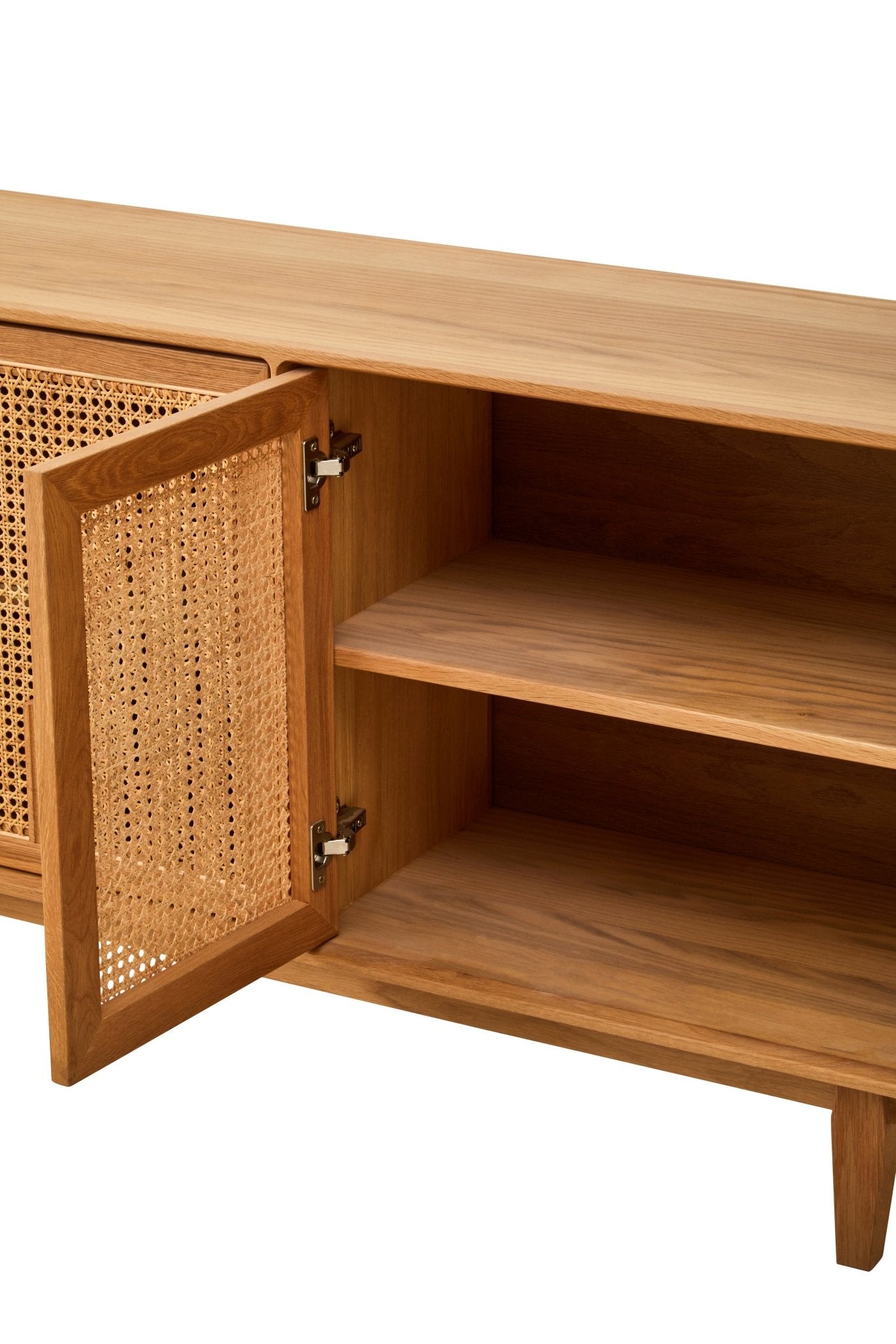 Janica 4 Door Natural Rattan And Oak Sideboard - Skandi London