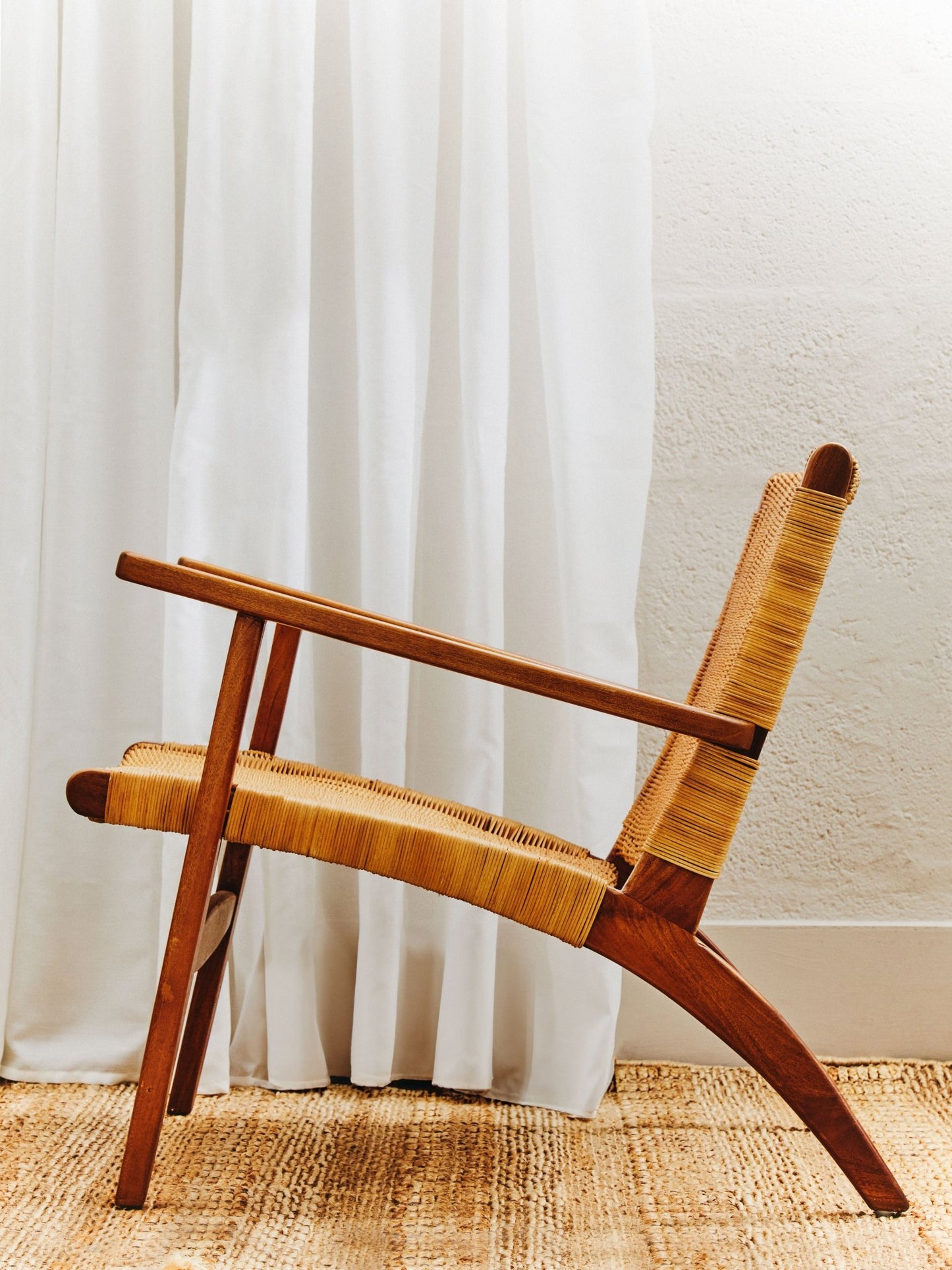 Gunner Woven Chair In Brown Natural Rattan - Skandi London