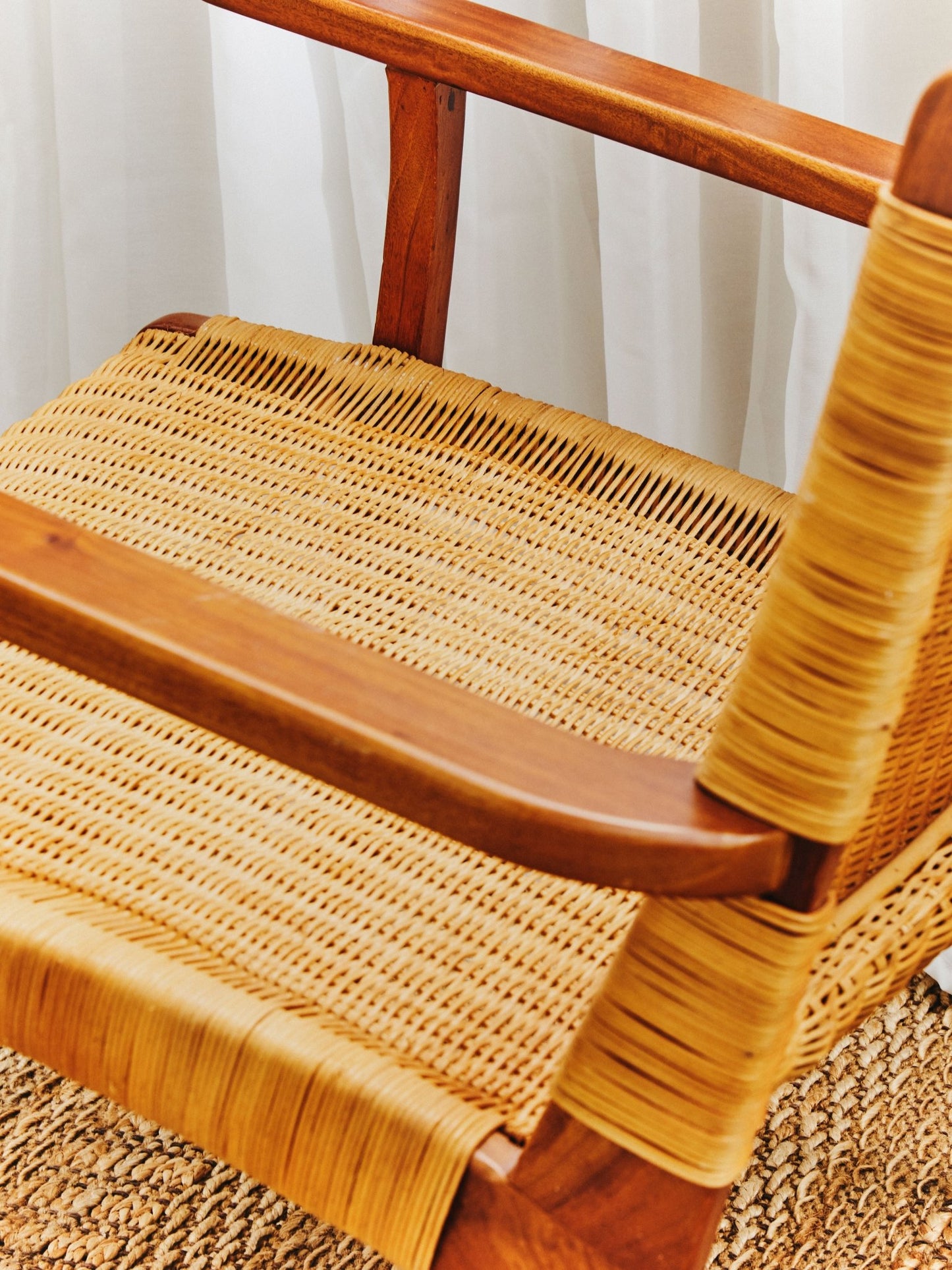 Gunner Woven Chair In Brown Natural Rattan - Skandi London