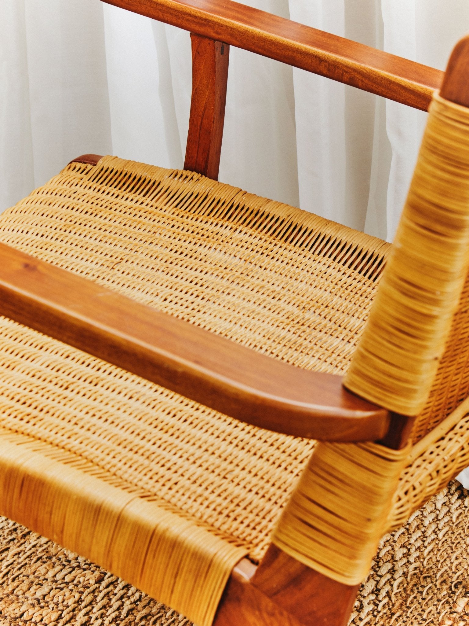 Gunner Woven Chair In Brown Natural Rattan - Skandi London