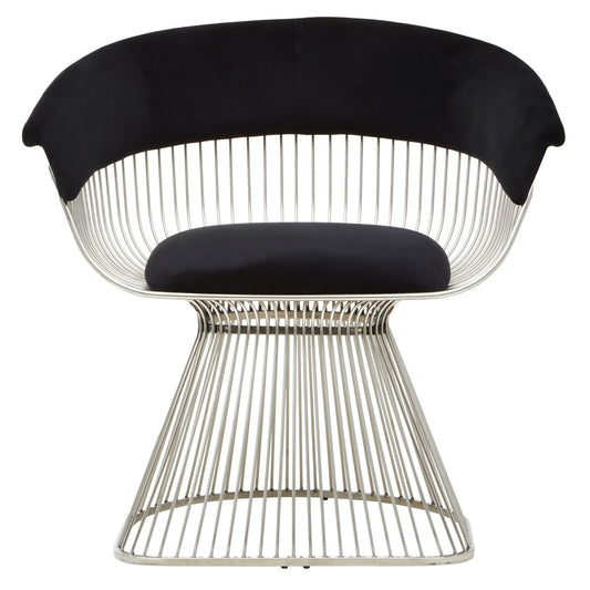 Sander Black and Silver Velvet Chair - Skandi London