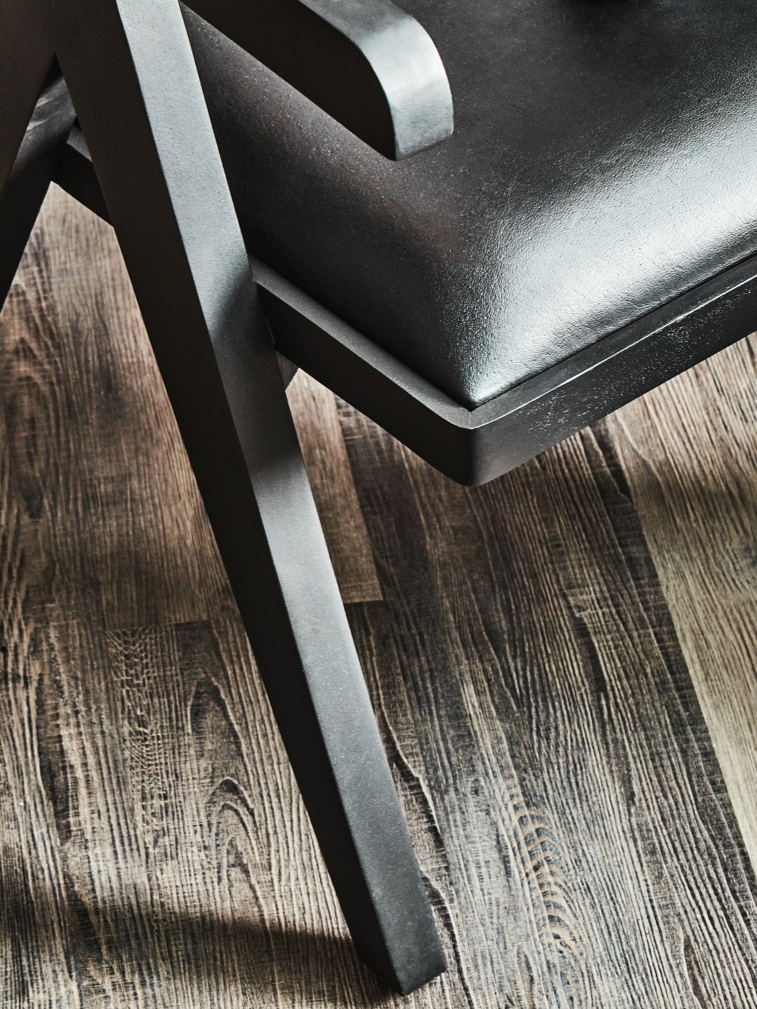 Bodil Black Leather Armchair With Wood Frame - Skandi London