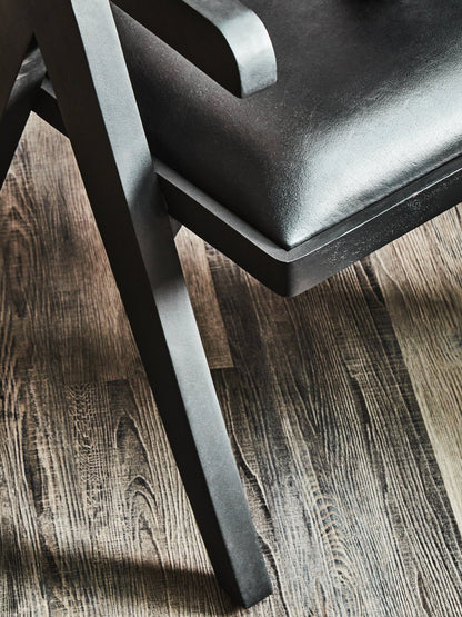 Bodil Black Leather Armchair With Wood Frame - Skandi London
