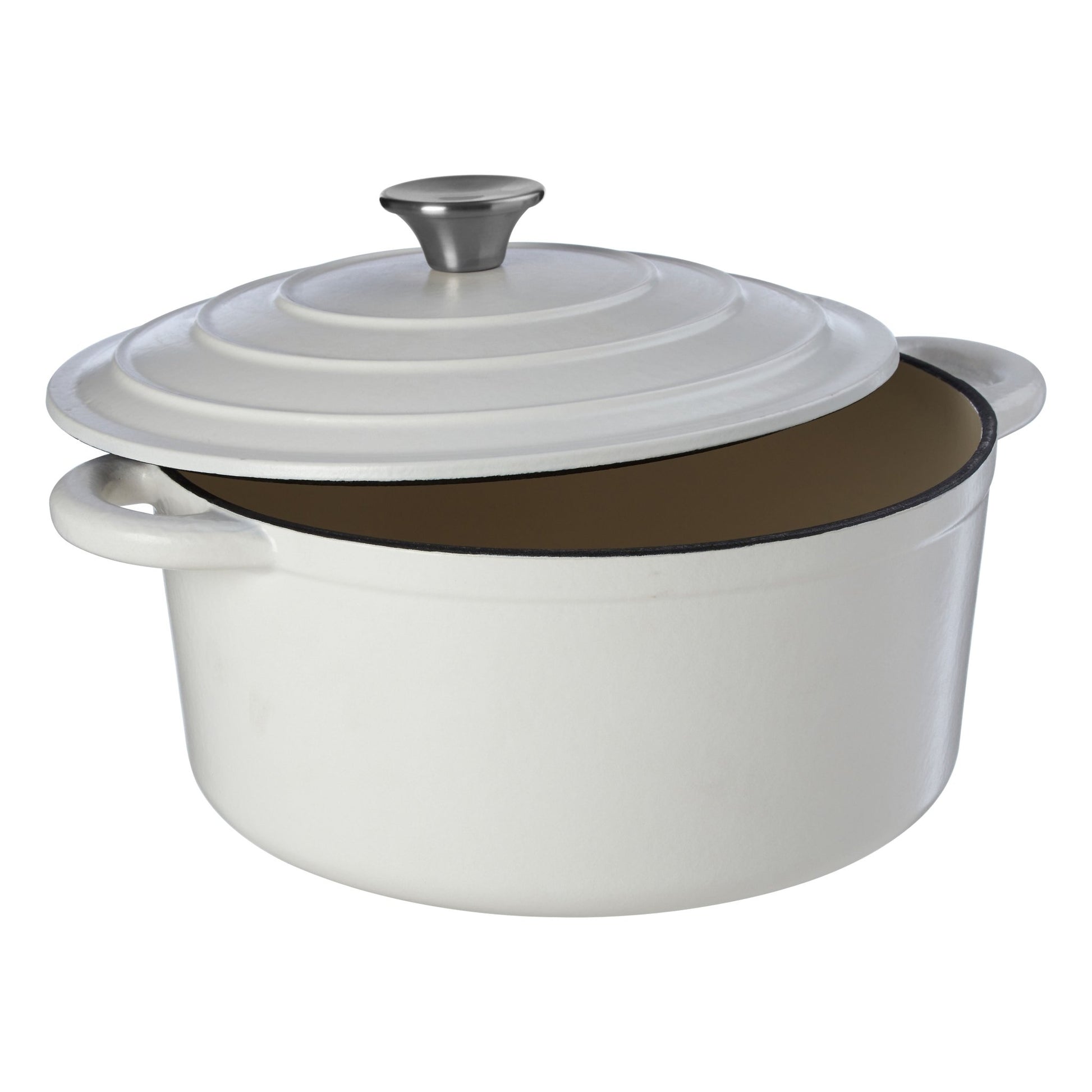 Goran Large White Cast Iron Casserole Dish - Skandi London