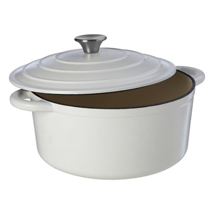 Goran Large White Cast Iron Casserole Dish - Skandi London