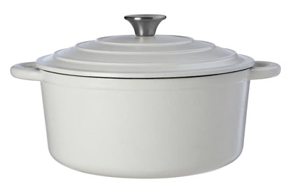 Goran Large White Cast Iron Casserole Dish - Skandi London