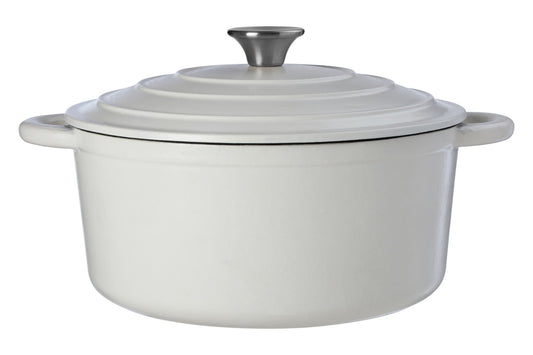 Goran Large White Cast Iron Casserole Dish - Skandi London