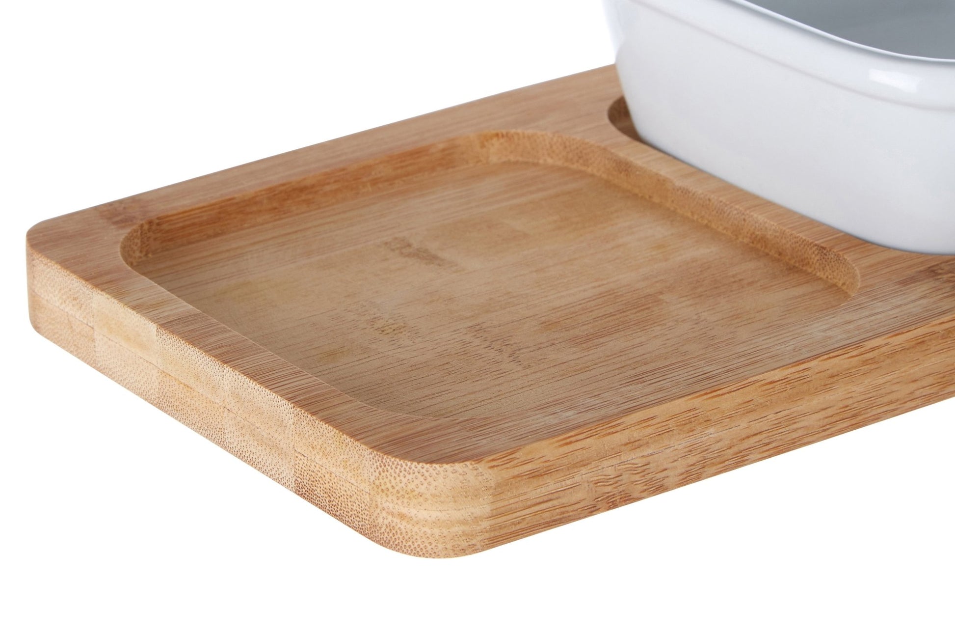 Aina Bamboo Snack Tray With White Dipping Bowl - Skandi London