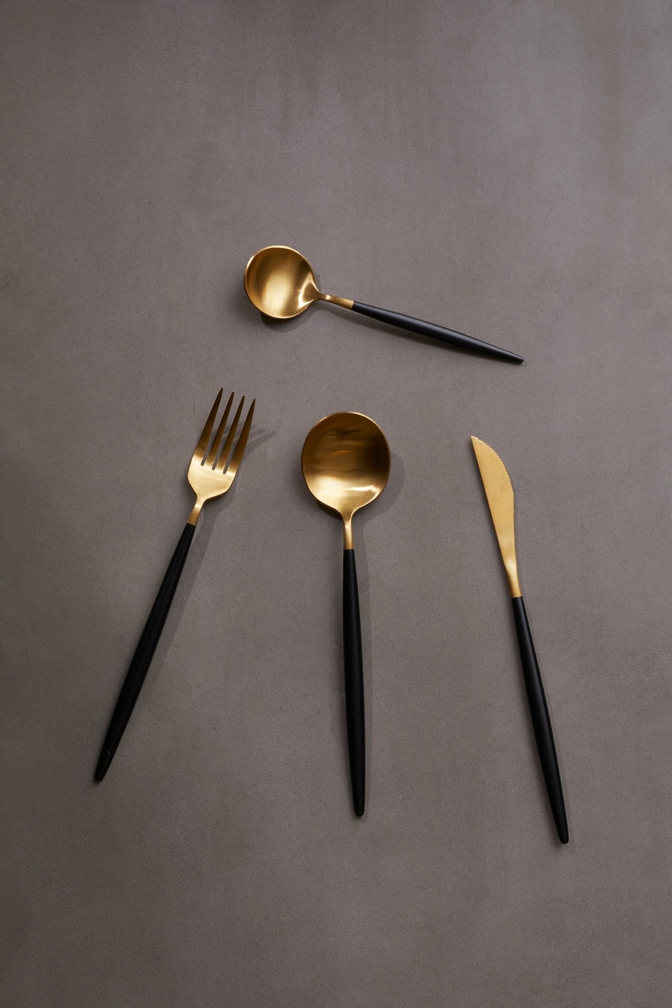 Asmund 16 Piece Black and Matte Gold and Black Cutlery Set - Skandi London