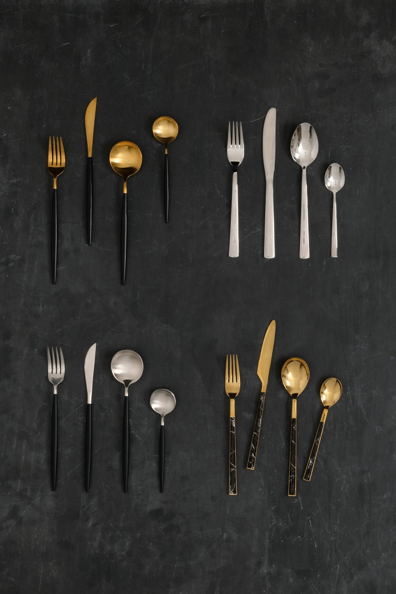 Asmund 16 Piece Black and Matte Gold and Black Cutlery Set - Skandi London