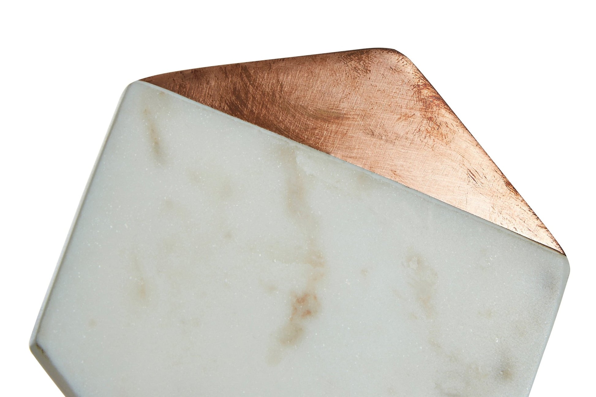 Kent Set Of 4 White Marble And Copper Inlay Coasters - Skandi London