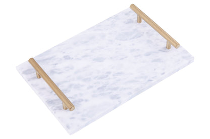 Johannes Grey Marble Tray With Gold Effect Handles - Skandi London