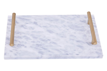 Johannes Grey Marble Tray With Gold Effect Handles - Skandi London