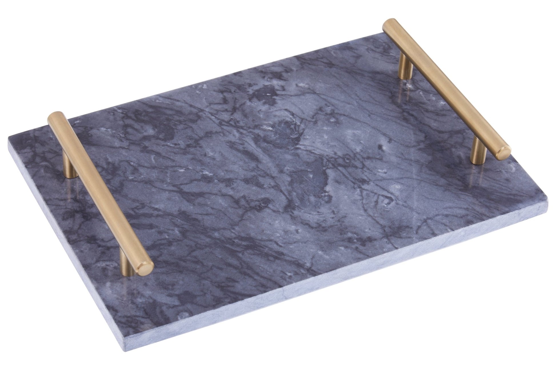 Johannes Black Marble Tray With Gold Effect Handles - Skandi London
