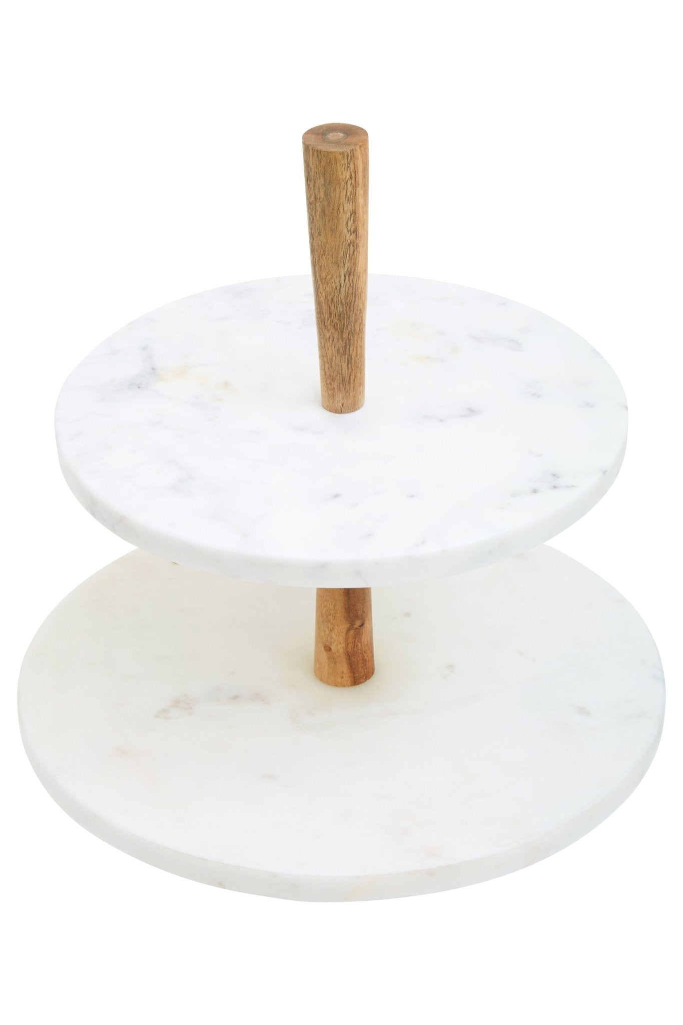 Kent Two Tier Marble and Acacia Wood Cake Stand - Skandi London