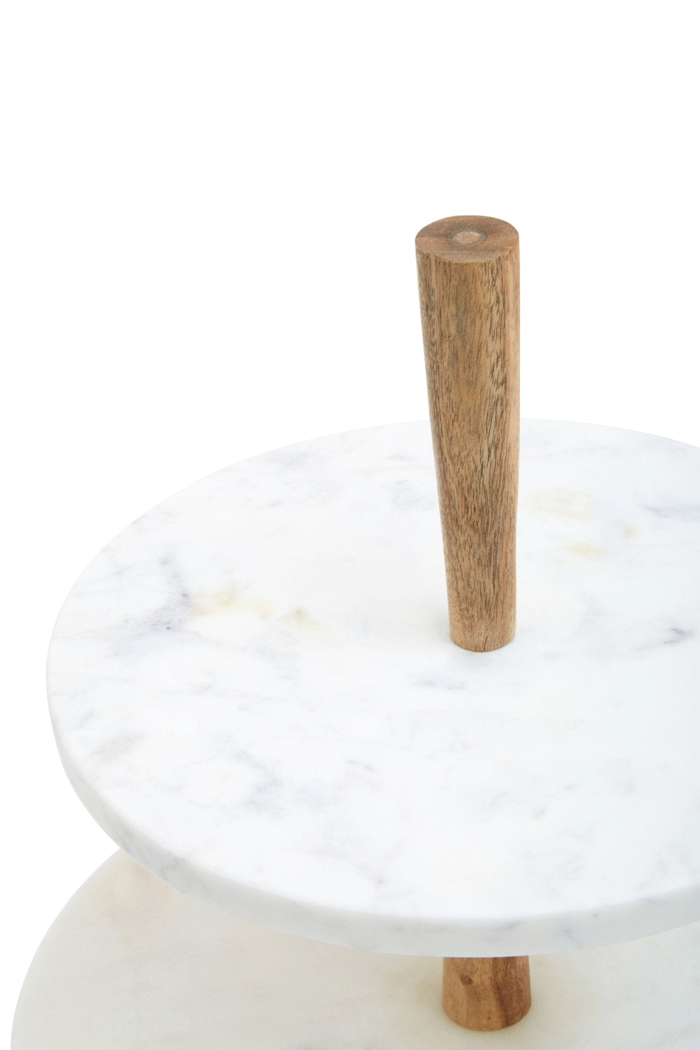 Kent Two Tier Marble and Acacia Wood Cake Stand - Skandi London