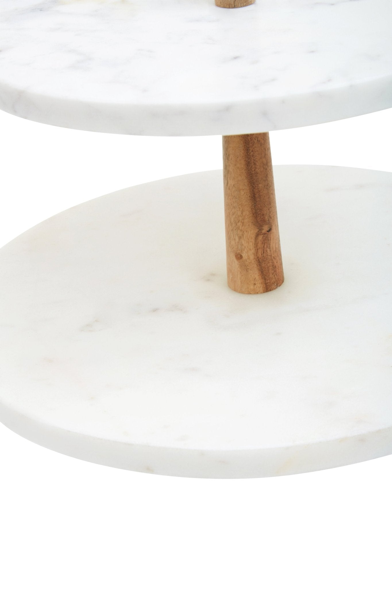 Kent Two Tier Marble and Acacia Wood Cake Stand - Skandi London