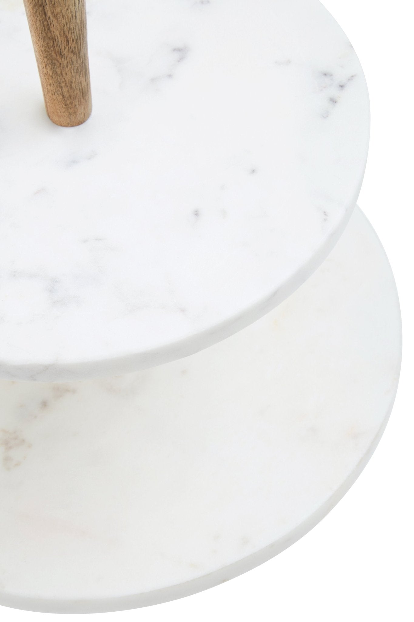 Kent Two Tier Marble and Acacia Wood Cake Stand - Skandi London