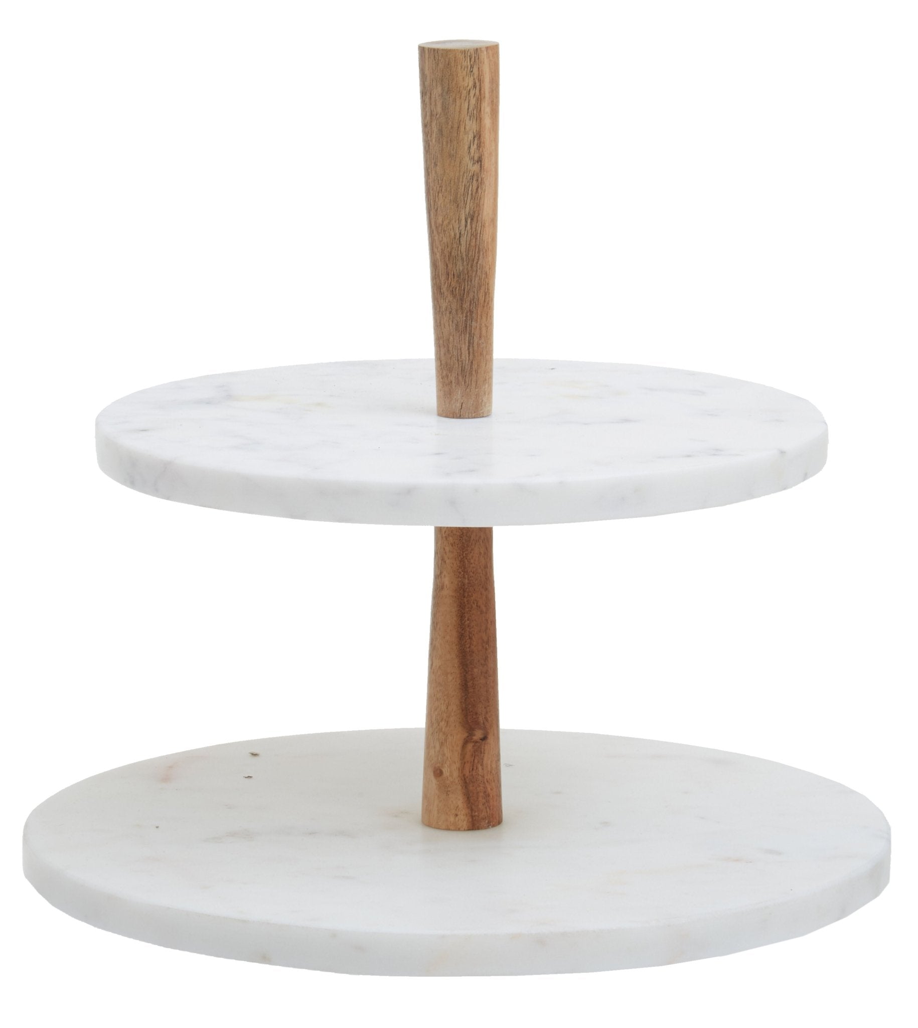 Kent Two Tier Marble and Acacia Wood Cake Stand - Skandi London