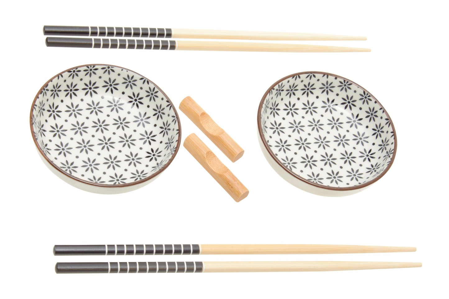 Haldor 6pc White Ceramic and Wood Sushi Set - Skandi London