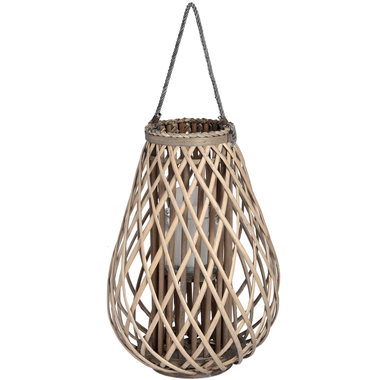 Skandi London Large Wicker Bulbous Lantern