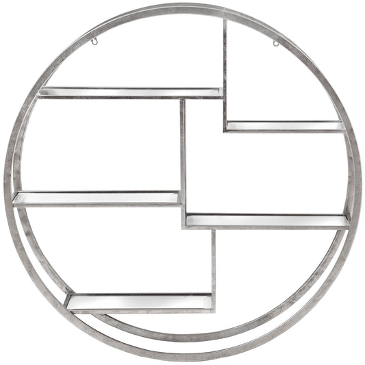 Skandi London Large Circular Silver Wall Hanging Multi Shelf - Skandi London