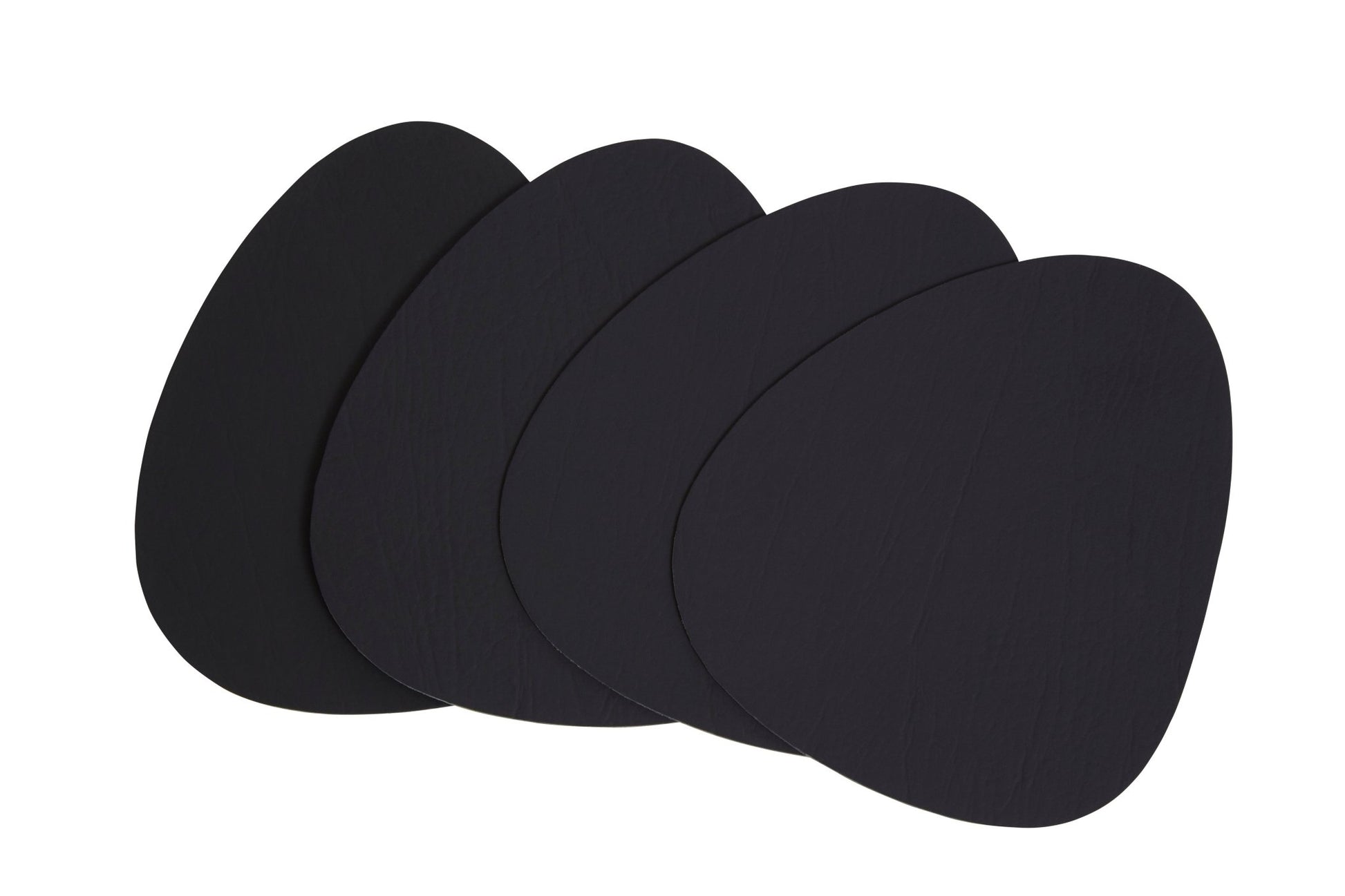 Broderick 4Pc Pebble Black Leather Coasters - Skandi London