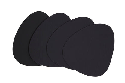 Broderick 4Pc Pebble Black Leather Coasters - Skandi London