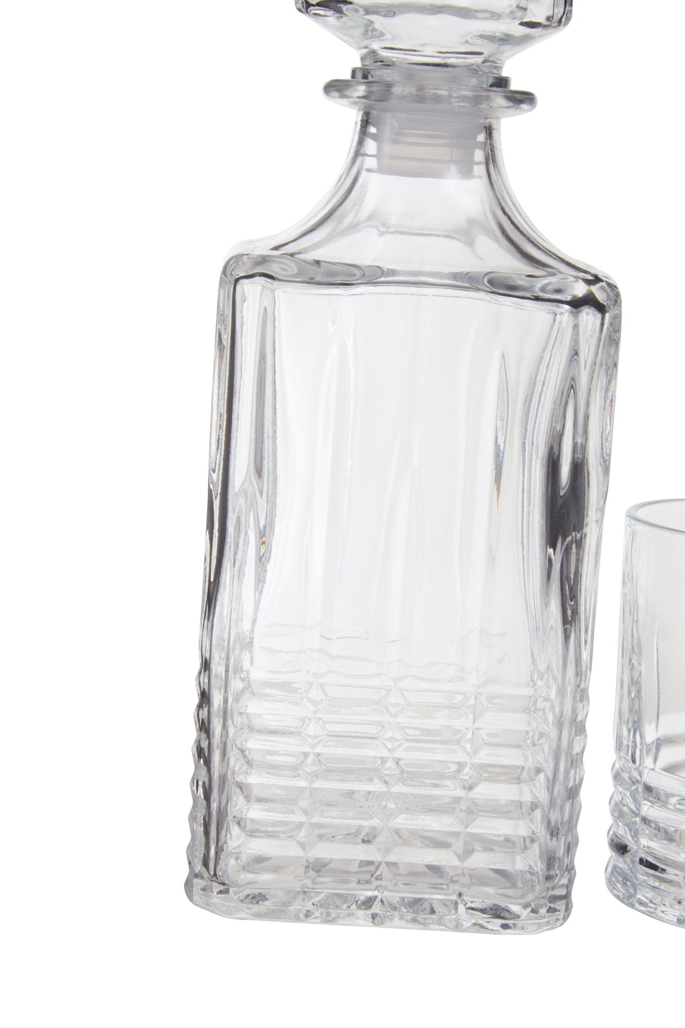 Claus Ribbed Pattern Decanter With Four Glasses - Skandi London