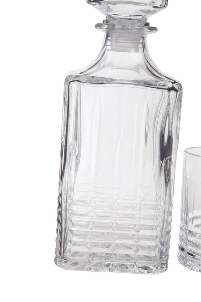 Claus Ribbed Pattern Decanter With Four Glasses - Skandi London