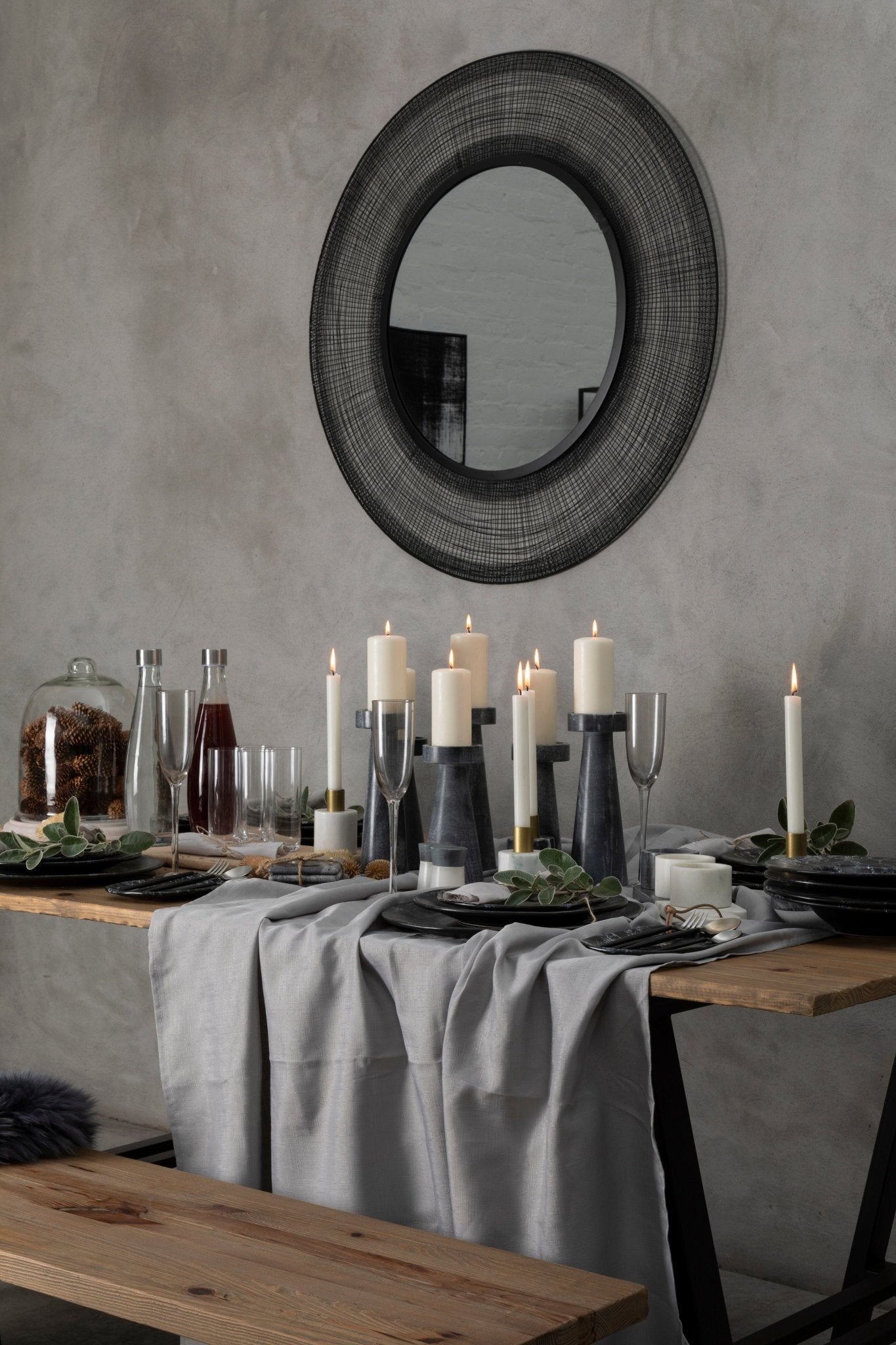 Havelock Large Grey Marble Candle Holder - Skandi London