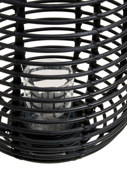 Kai Small Black Natural Rattan Lantern - Skandi London