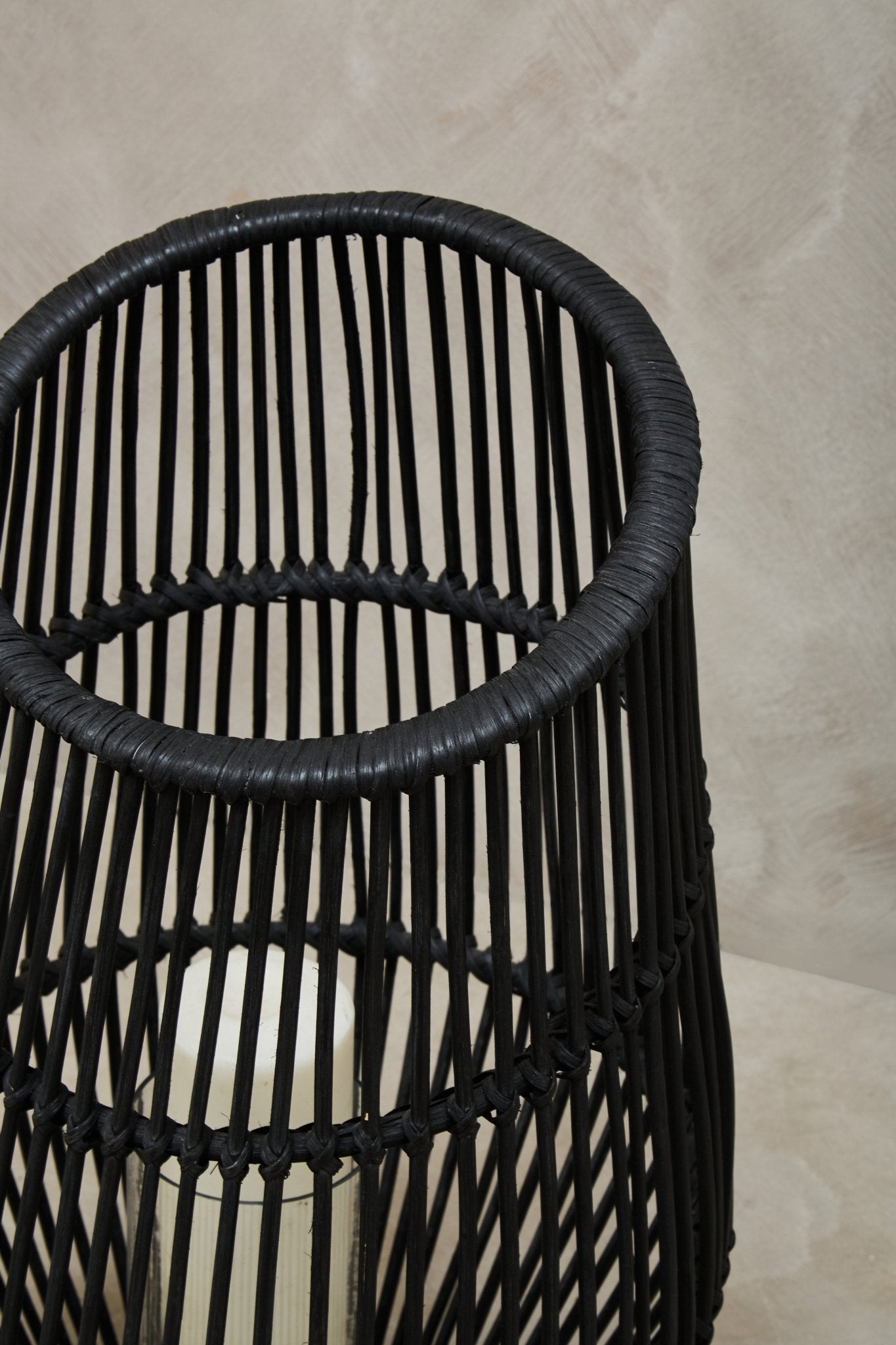 Kai Large Black Natural Rattan Lantern - Skandi London