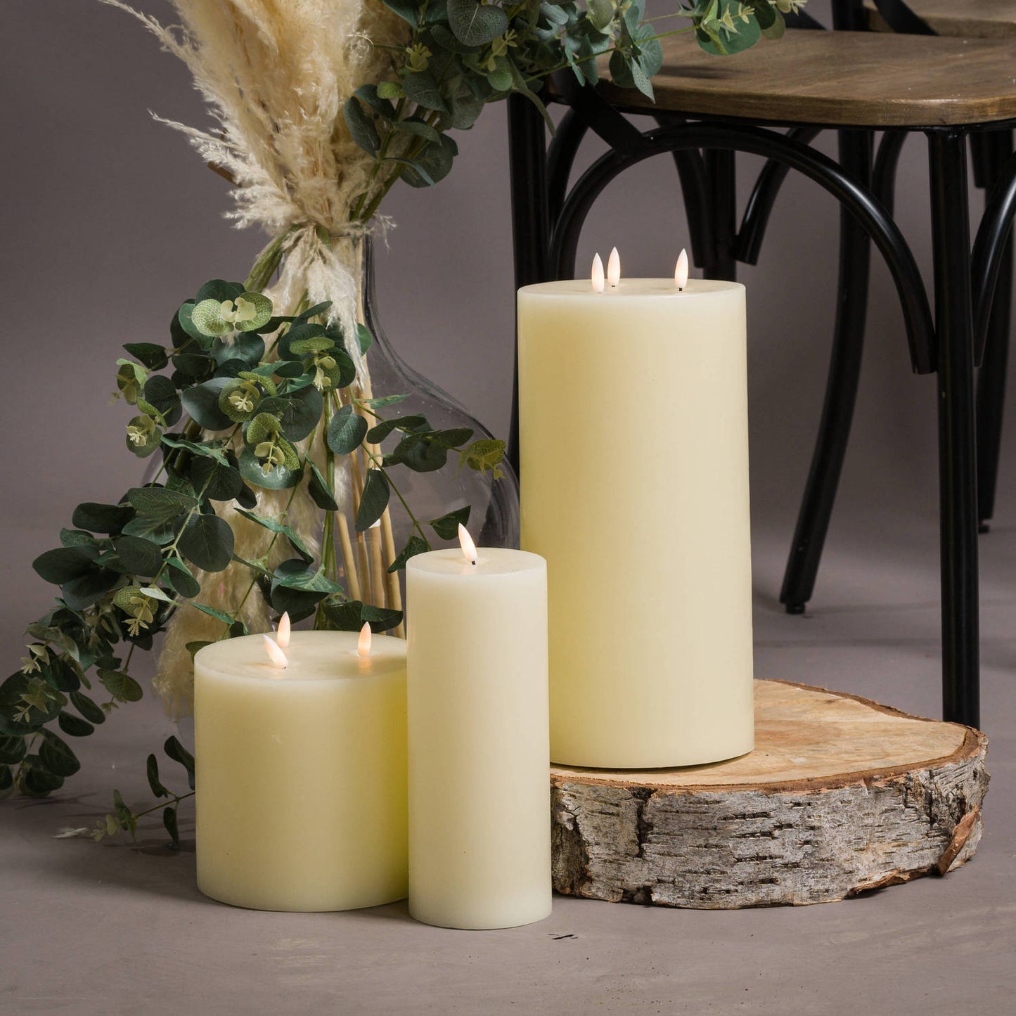 Luksus Collection Natural Glow 3 x 8 LED Cream Candle - Skandi London