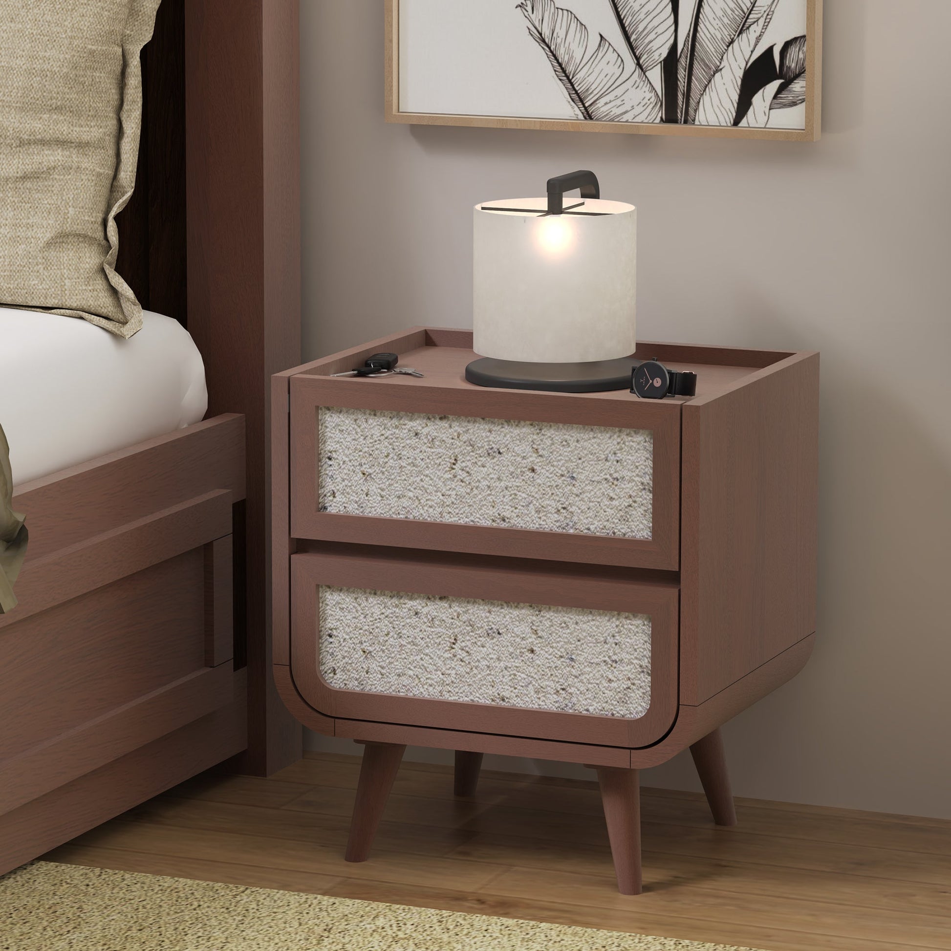 Brompton Two Drawer Side Table - Walnut - Skandi London