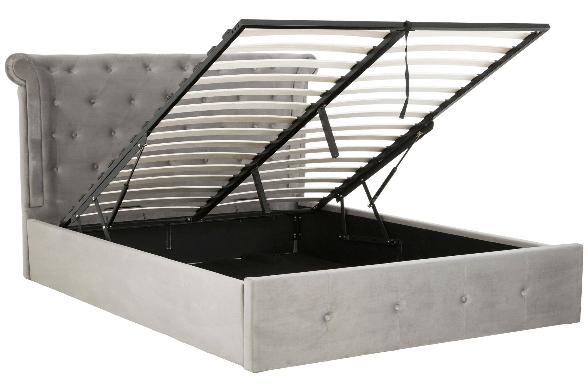 Darby Kingsize Grey Brush Velvet Ottoman Bed - Skandi London