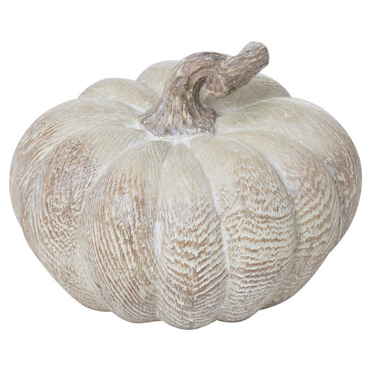 Skandi London Carved Wood Effect Small Squat Pumpkin - Skandi London