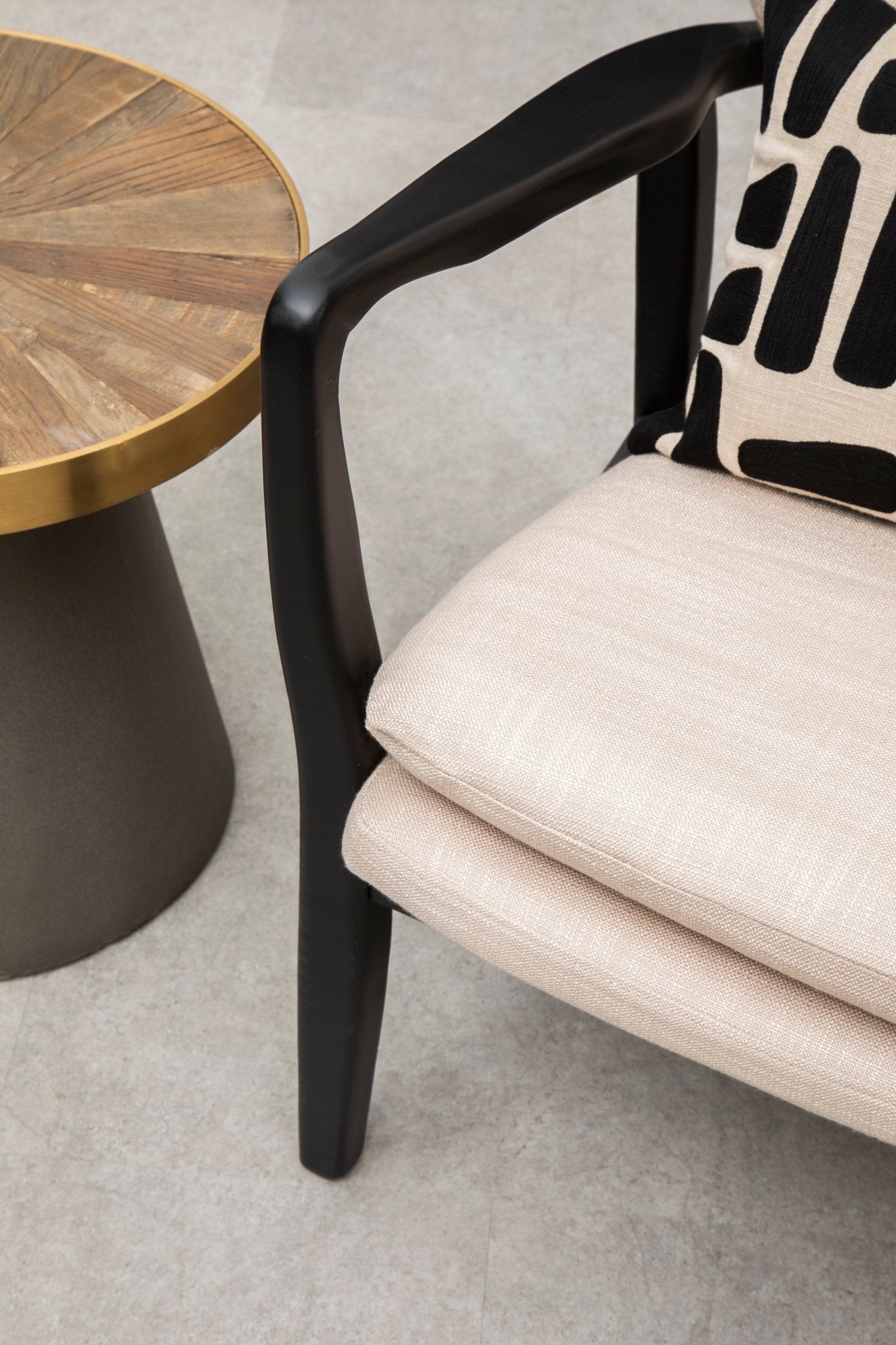 Pelle Beige Chair With Black Wooden Frame - Skandi London