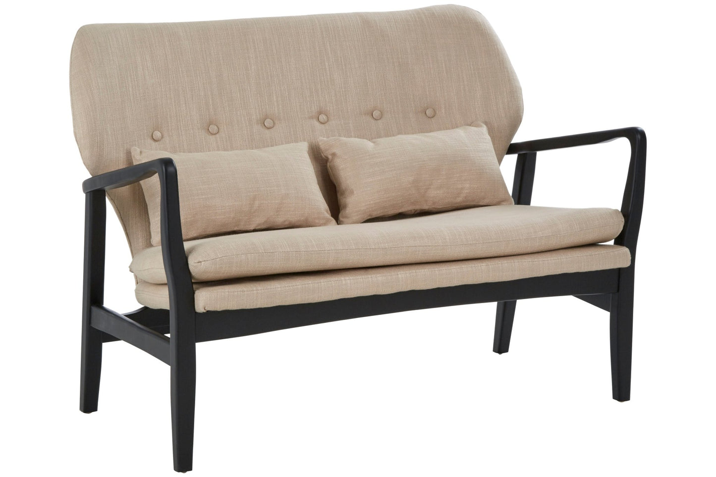 Pelle 2 Seat Beige Sofa With Black Wood Frame - Skandi London