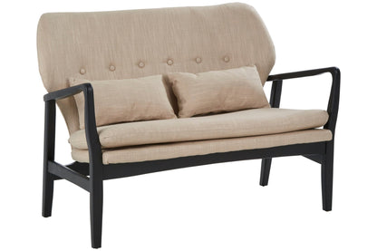 Pelle 2 Seat Beige Sofa With Black Wood Frame - Skandi London