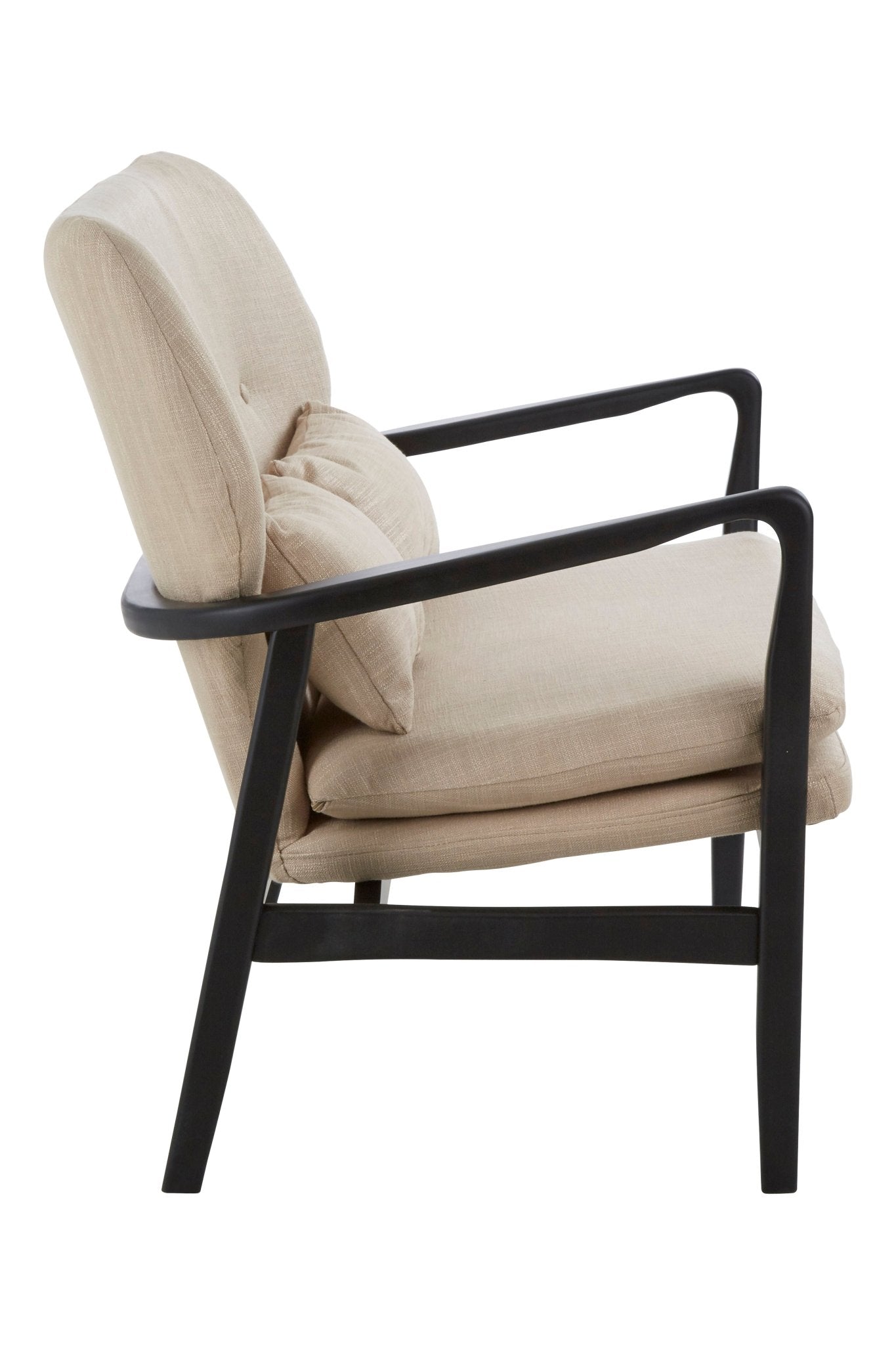 Pelle 2 Seat Beige Sofa With Black Wood Frame - Skandi London