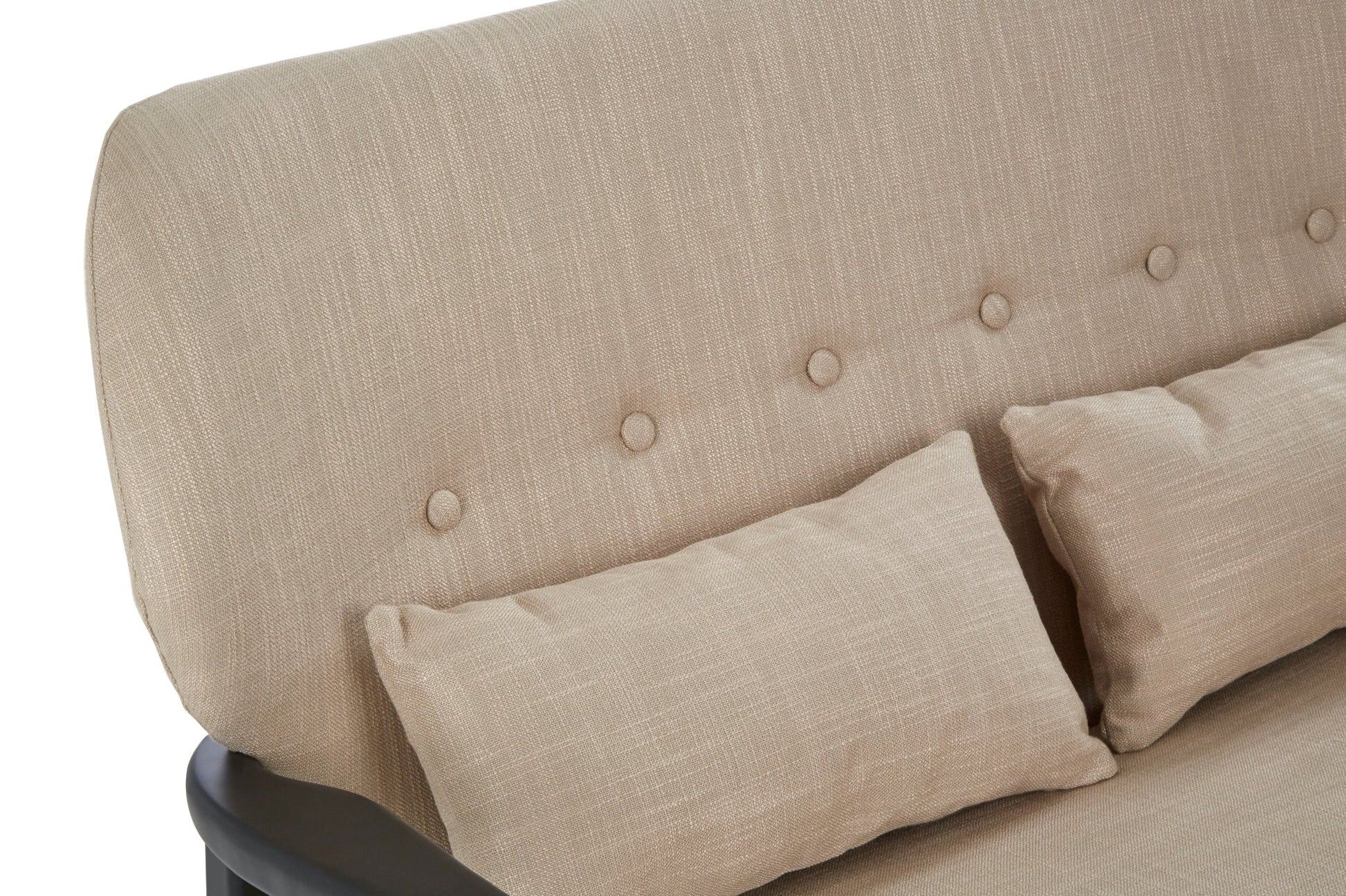 Pelle 2 Seat Beige Sofa With Black Wood Frame - Skandi London