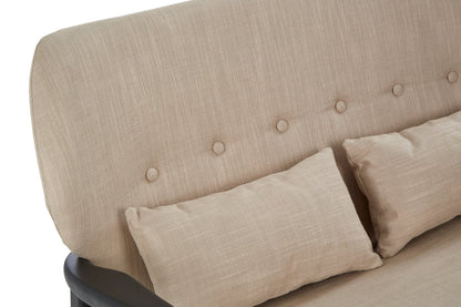 Pelle 2 Seat Beige Sofa With Black Wood Frame - Skandi London