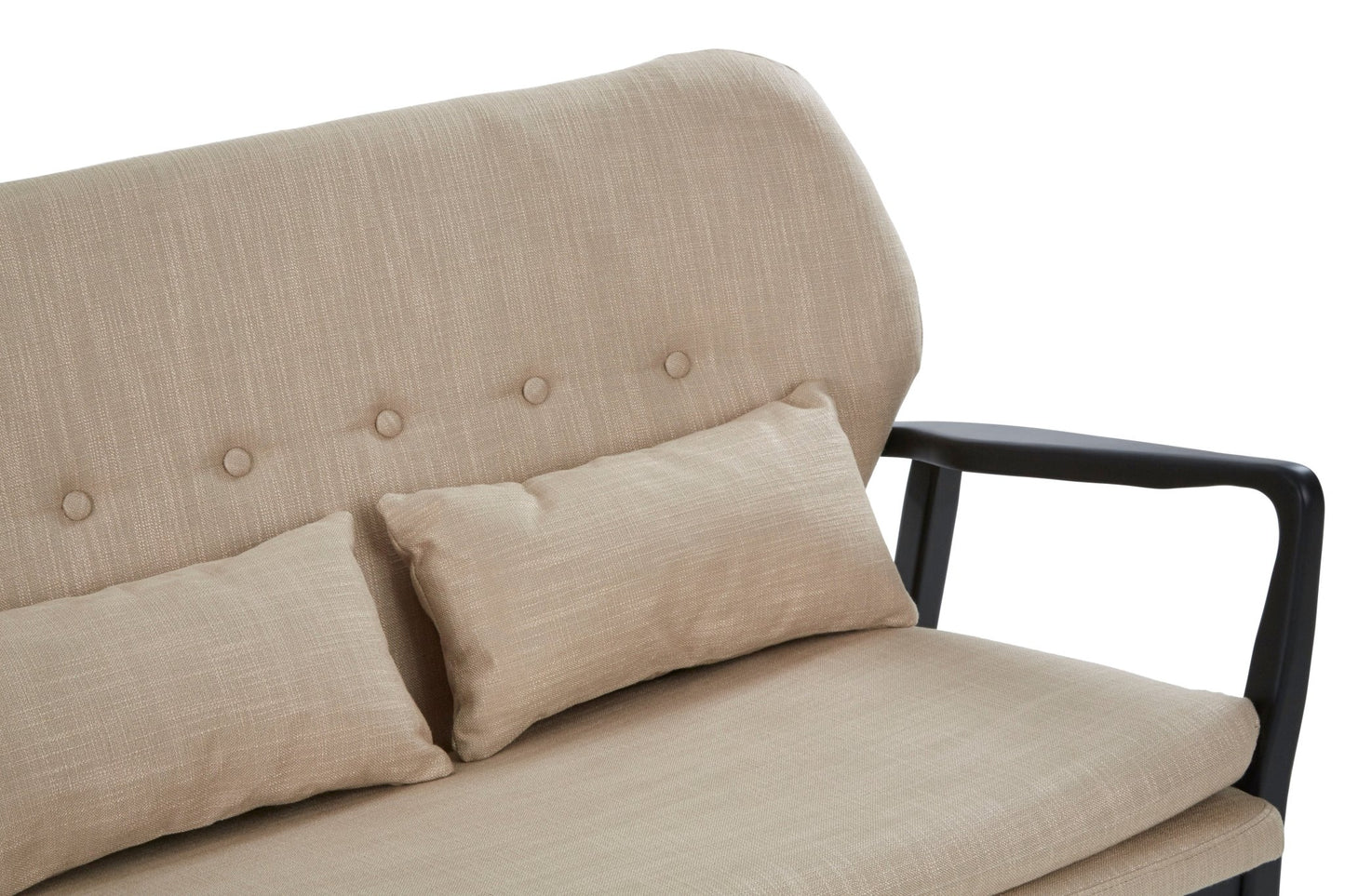 Pelle 2 Seat Beige Sofa With Black Wood Frame - Skandi London