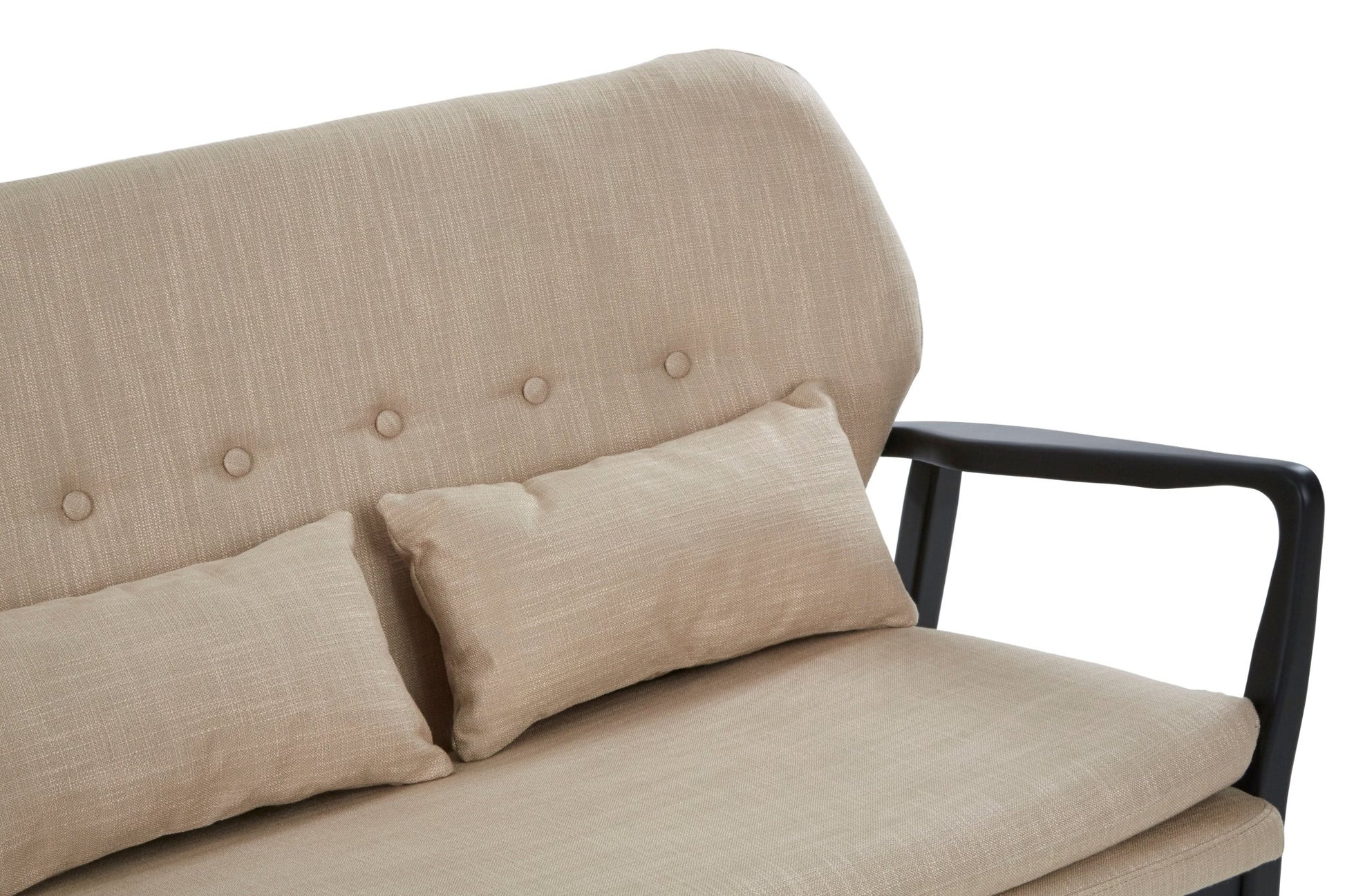 Pelle 2 Seat Beige Sofa With Black Wood Frame - Skandi London